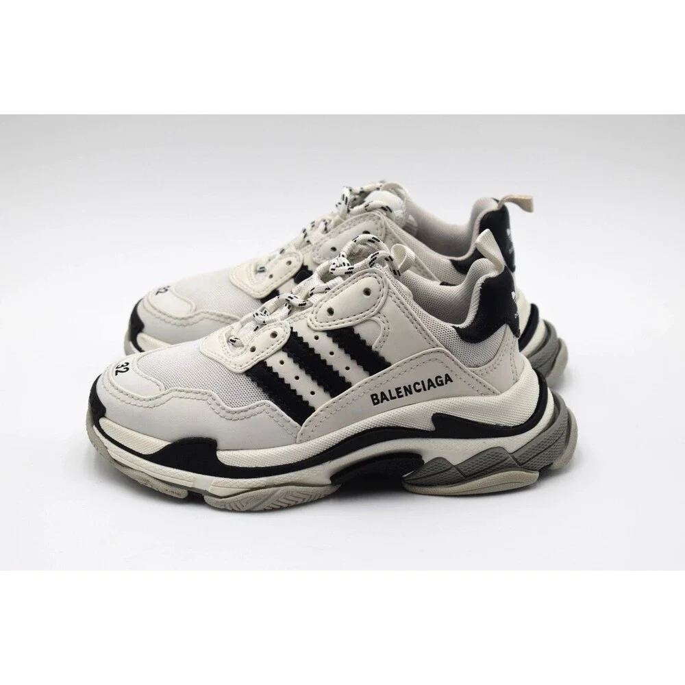 Balenciaga adidas Triple S Kids White Black Sneakers Size 1 32 712818 BoxDustBag